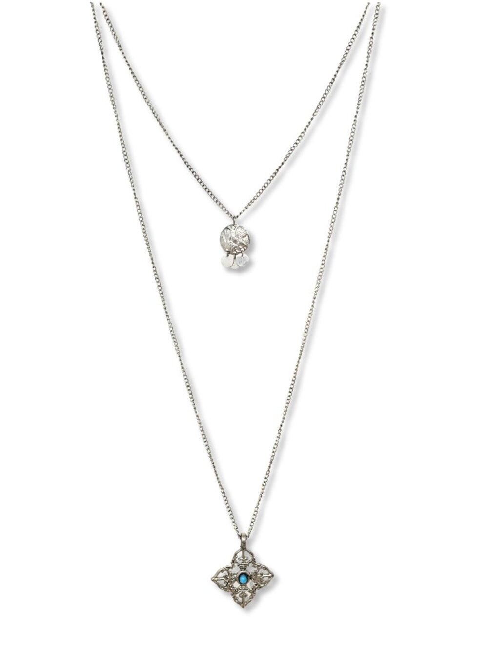 Handmade Vintage Style Layered Necklace Boho Cross Charms Pendant Long - Picture 2 of 4